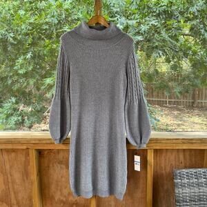 Nanette Lepore Grey Bishop Sleeve Sweater Dress Size XL. NEW